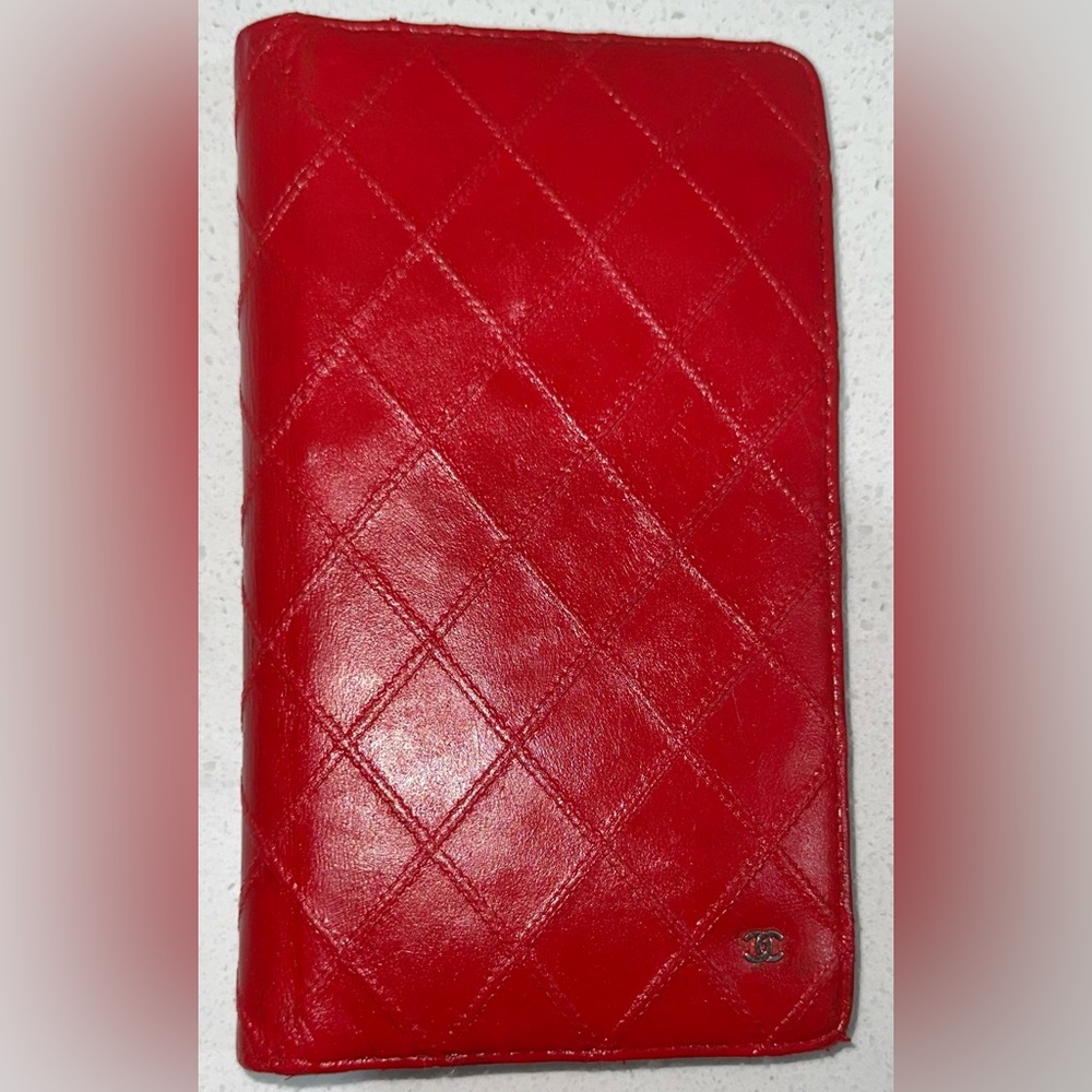 Chanel Red Leather Long Wallet